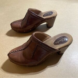 Clarks Artisan Brown Leather Studded Clogs
